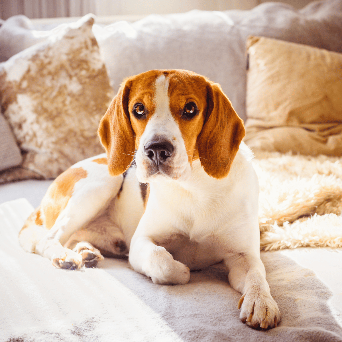 dog laying on a couch